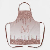 Glitter Drijft Roos Gold Monogram Elegant Script Schort (Voorkant)