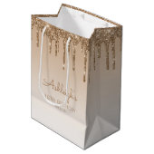 Glitter Drip 18e Verjaardag Goud Medium Cadeauzakje (Voorkant Gekanteld)