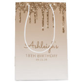 Glitter Drip 18e Verjaardag Goud Medium Cadeauzakje (Voorkant)