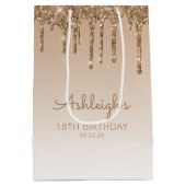 Glitter Drip 18e Verjaardag Goud Medium Cadeauzakje (Achterkant)