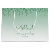 Glitter Drip 18e Verjaardag Groen Groot Cadeauzakje (Voorkant)