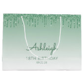 Glitter Drip 18e Verjaardag Groen Groot Cadeauzakje (Achterkant)
