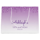 Glitter Drip 18e Verjaardag Paars Groot Cadeauzakje (Voorkant)