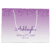 Glitter Drip 18e Verjaardag Paars Groot Cadeauzakje (Achterkant)