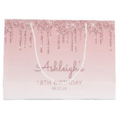 Glitter Drip 18e Verjaardag Roze Groot Cadeauzakje (Achterkant)