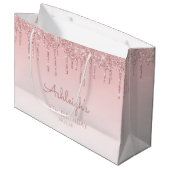 Glitter Drip 18e Verjaardag Roze Groot Cadeauzakje (Voorkant Gekanteld)