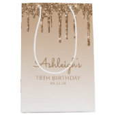 Glitter Drip 18th Birthday Gold Medium Cadeauzakje (Voorkant)