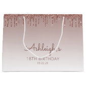 Glitter Drip 18th Birthday Roos Gold Groot Cadeauzakje (Voorkant)