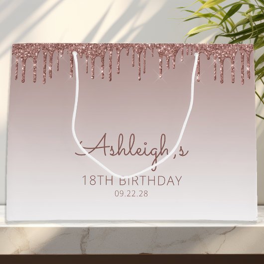 Glitter Drip 18th Birthday Roos Gold Groot Cadeauzakje