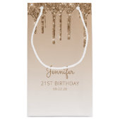 Glitter Drip 21e Verjaardag Goud Klein Cadeauzakje (Achterkant)
