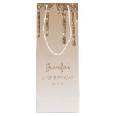 Glitter Drip 21e Verjaardag Goud Wijn Cadeautas (Achterkant)