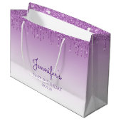 Glitter Drip 21e Verjaardag Paars Groot Cadeauzakje (Voorkant Gekanteld)