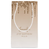 Glitter Drip 21st Birthday Gold Klein Cadeauzakje (Voorkant)