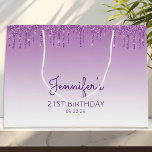 Glitter Drip 21st Birthday Paars Groot Cadeauzakje<br><div class="desc">Deze schenkingstas van het 21ste verjaardagsfeestje is voorzien van een paarse faux glitter drip border en paarse ombre background. Pas het met haar naam in handschrift manuscript,  samen met haar verjaardag en hieronder datum aan.</div>