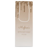 Glitter Drip 30e Verjaardag Goud Wijn Cadeautas (Voorkant)