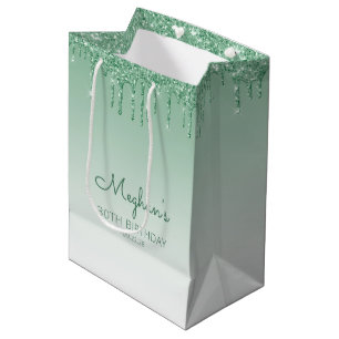Glitter Drip 30e Verjaardag Groen Medium Cadeauzakje