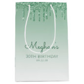 Glitter Drip 30e Verjaardag Groen Medium Cadeauzakje (Voorkant)