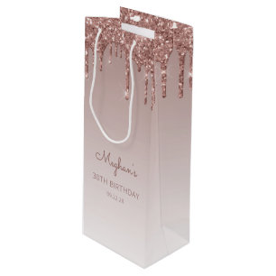 Glitter Drip 30e Verjaardag Roze Goud Wijn Cadeautas