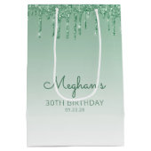 Glitter Drip 30th Birthday Green Medium Cadeauzakje (Achterkant)