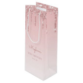 Glitter Drip 30th Birthday Pink Wijn Cadeautas (Voorkant Gekanteld)