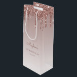 Glitter Drip 30th Birthday Roos Gold Wijn Cadeautas<br><div class="desc">Deze schitterende 30e verjaardagstaartwijnzak is voorzien van een dunne roos gouden faux glitter drip border en roos gouden achtergrond. Pas het met haar naam in handschrift manuscript,  samen met haar verjaardag en hieronder datum aan.</div>