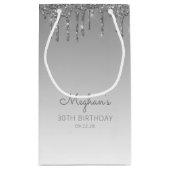 Glitter Drip 30th Birthday Silver Klein Cadeauzakje (Achterkant)