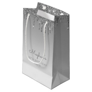 Glitter Drip 30th Birthday Silver Klein Cadeauzakje