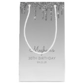 Glitter Drip 30th Birthday Silver Klein Cadeauzakje (Voorkant)