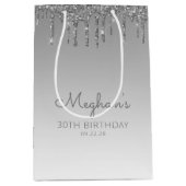 Glitter Drip 30th Birthday Silver Medium Cadeauzakje (Voorkant)