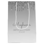 Glitter Drip 30th Birthday Silver Medium Cadeauzakje (Achterkant)