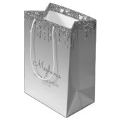 Glitter Drip 30th Birthday Silver Medium Cadeauzakje (Achterkant Gekanteld)