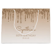 Glitter Drip 60e Verjaardag Goud Groot Cadeauzakje (Voorkant)