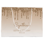 Glitter Drip 60e Verjaardag Goud Groot Cadeauzakje (Achterkant)
