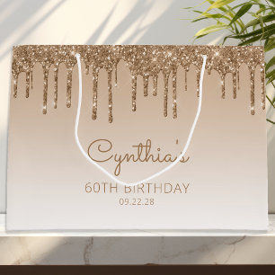 Glitter Drip 60e Verjaardag Goud Groot Cadeauzakje