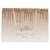 Glitter Drip 60th Birthday Gold Groot Cadeauzakje (Achterkant)