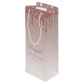Glitter Drip 70e Verjaardag Roze Goud Wijn Cadeautas (Achterkant Gekanteld)
