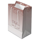 Glitter Drip 80ste verjaardag Rose Goud Medium Cadeauzakje (Voorkant Gekanteld)