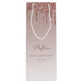 Glitter Drip 80ste verjaardag Rose Goud Wijn Cadeautas (Achterkant)
