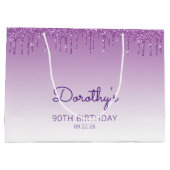 Glitter Drip 90e Verjaardag Paars Groot Cadeauzakje (Achterkant)