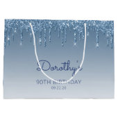 Glitter Drip 90ste verjaardag Blauw Groot Cadeauzakje (Achterkant)