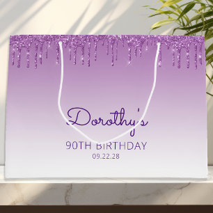 Glitter Drip 90th Birthday Paars Groot Cadeauzakje