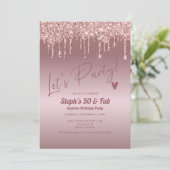 Glitter Drip Adult Birthday Kaart (Staand voorkant)