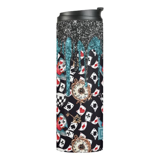 Glitter Drip Alice in Wonderland Thermosbeker (Gedraaid links)
