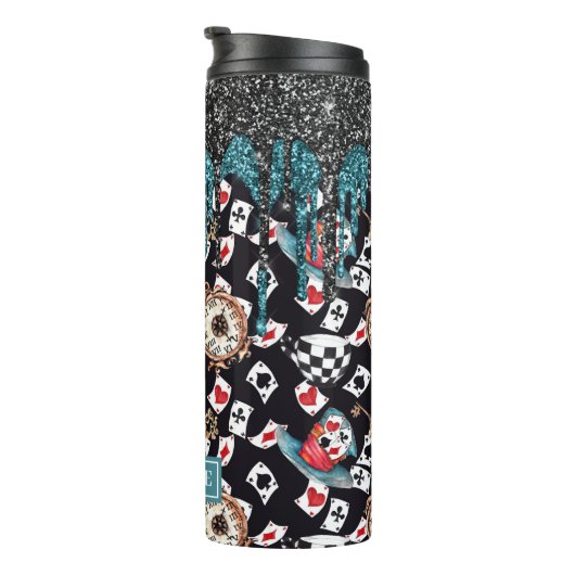 Glitter Drip Alice in Wonderland Thermosbeker (Geroteerd rechts)