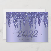 Glitter Drip Blue Afstuderen Photo Invitation Kaart (Achterkant)