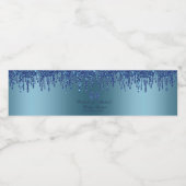 Glitter Drip Blue Baby Feet Baby shower Waterfles Etiket (Enkel label)