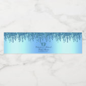 Glitter Drip Blue Baby Feet Baby shower Waterfles Etiket (Enkel label)