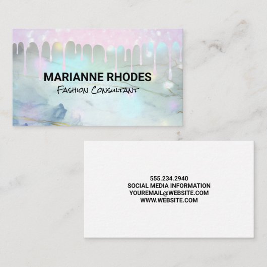 Glitter Drip Bokeh | Marmer Visitekaartje (Voorkant / Achterkant)