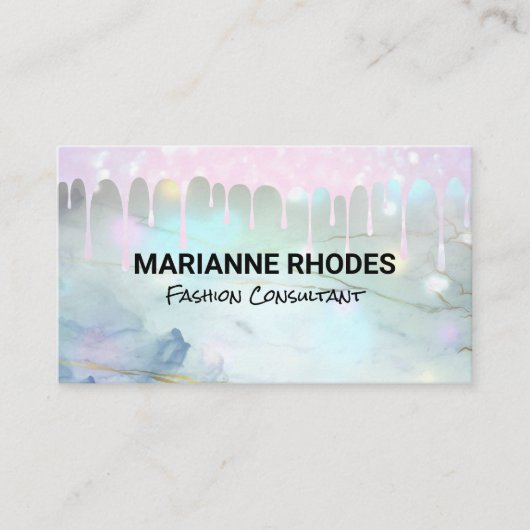 Glitter Drip Bokeh | Marmer Visitekaartje (Voorkant)