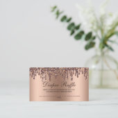 Glitter Drip Bronze Baby shower Diaper Raffle Informatiekaartje (Staand voorkant)